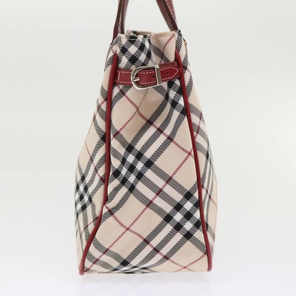 BURBERRY Nova Check Blue Label Hand Bag Canvas Beige Red Auth 46683 - Picture 3 of 16
